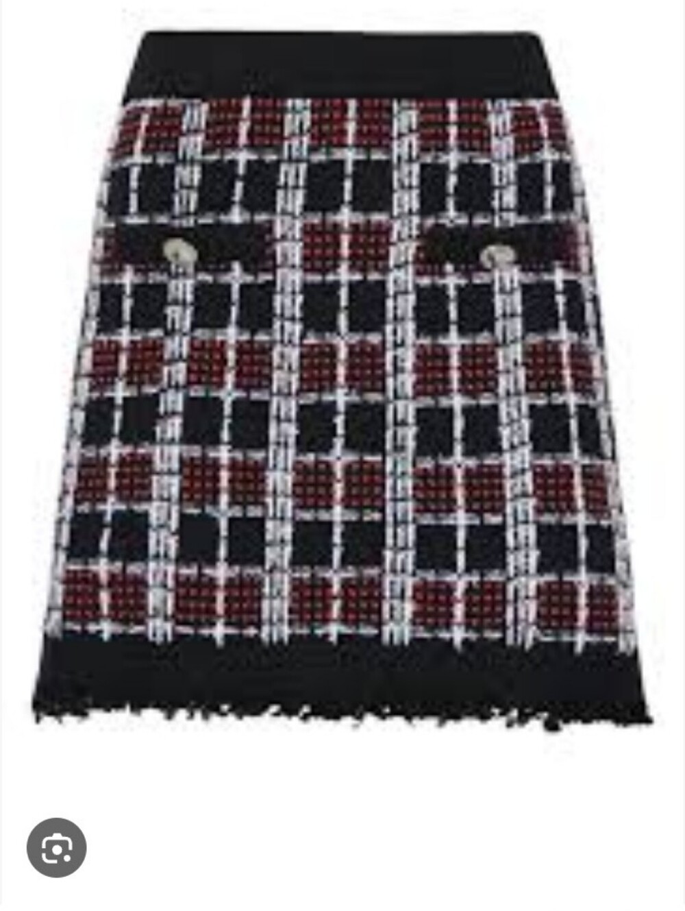 Milly Plaid Tweed Pencil Skirt in Black and Burgundy